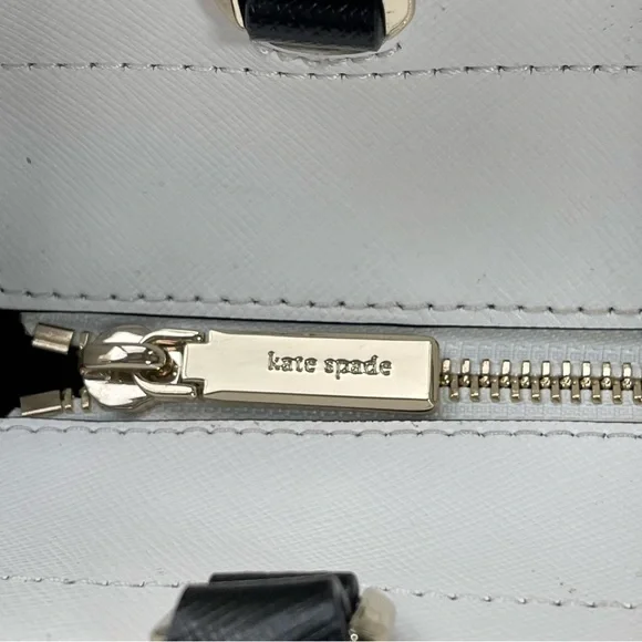 Kate Spade Staci Medium Satchel Crossbody Saffiano Leather Tan White Black - Picture 11 of 16